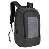 waterproof solar power backpack with anti-theft zipper Black